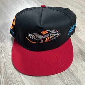 Vintage Rusty Wallace Hat Snapback NASCAR‎ Racing Miller Black Red Made in USA
